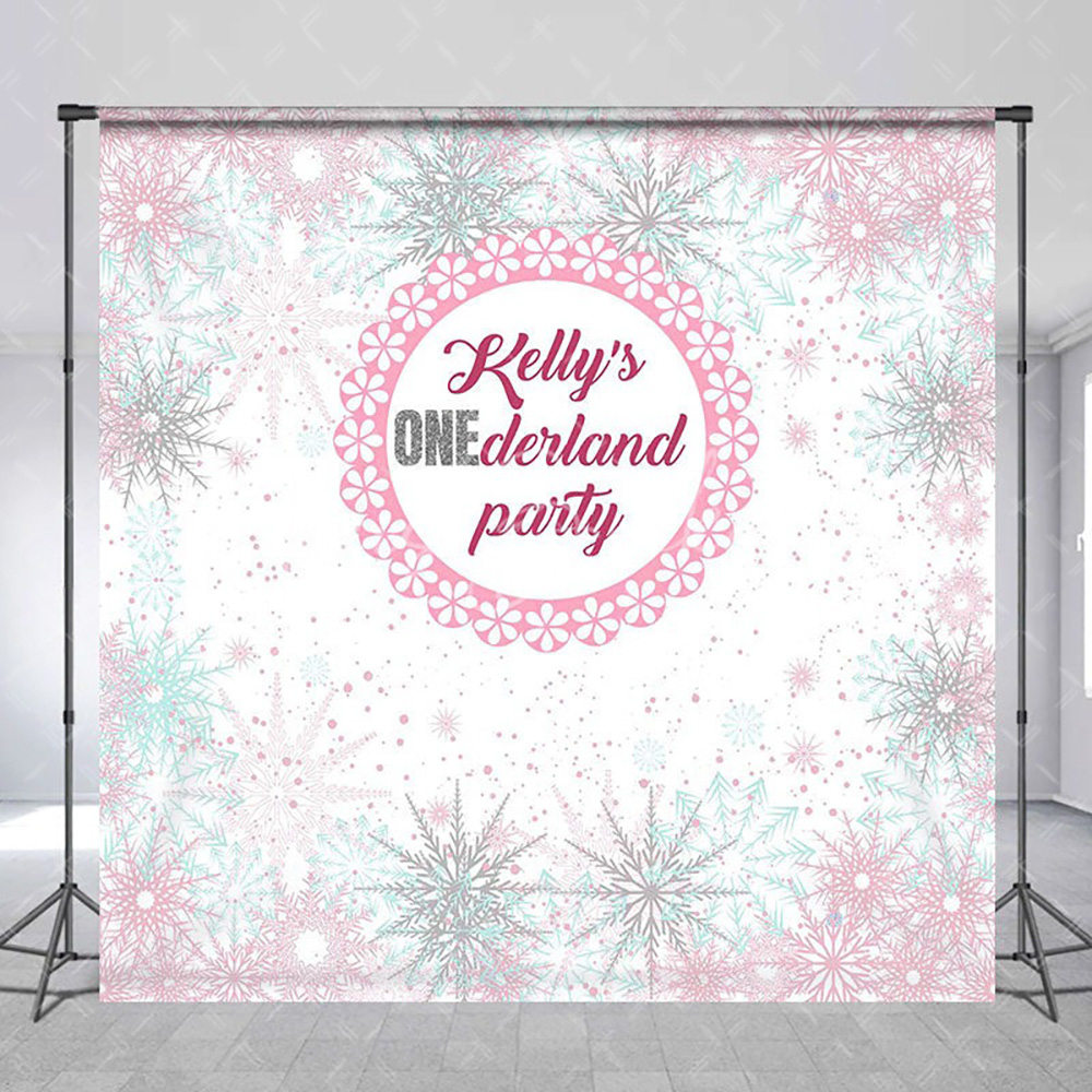 Photography Names - Customized Name Pink Snowflake 1st Birthday