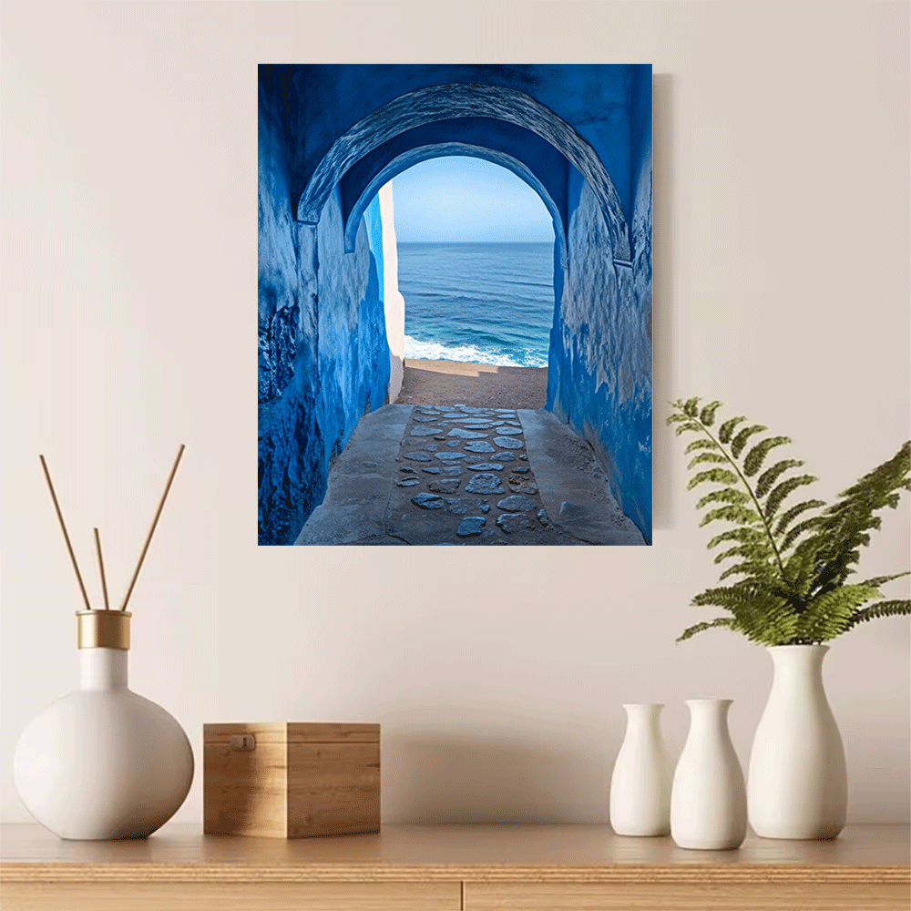 Photography Nature - 1PC-Canvas poster Unframed Blue Archway Coastal