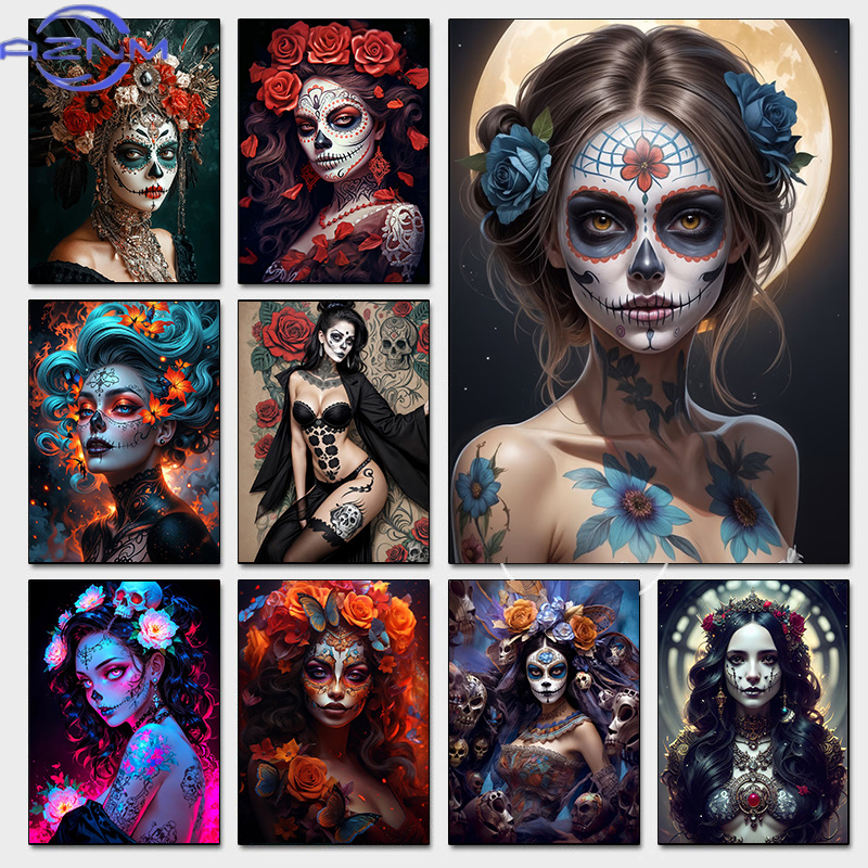 Photography Nature - Terrifying Los Muertos Sugarskull Girl with