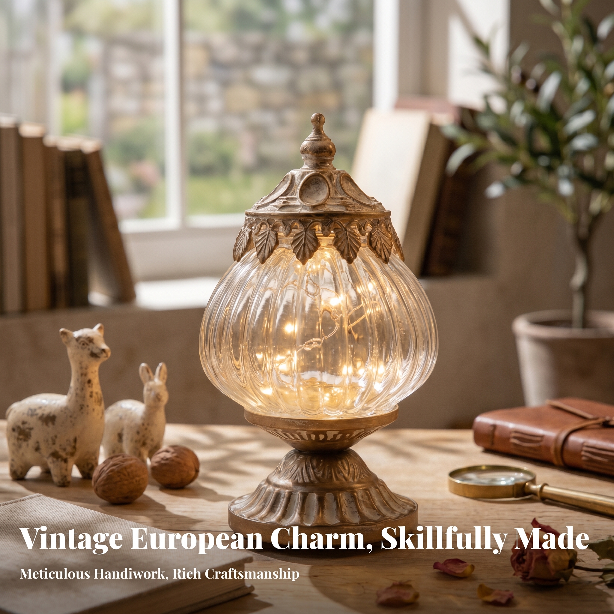 Photography Lighting - Vintage Ribbed Glass Lantern Ornately Detailed