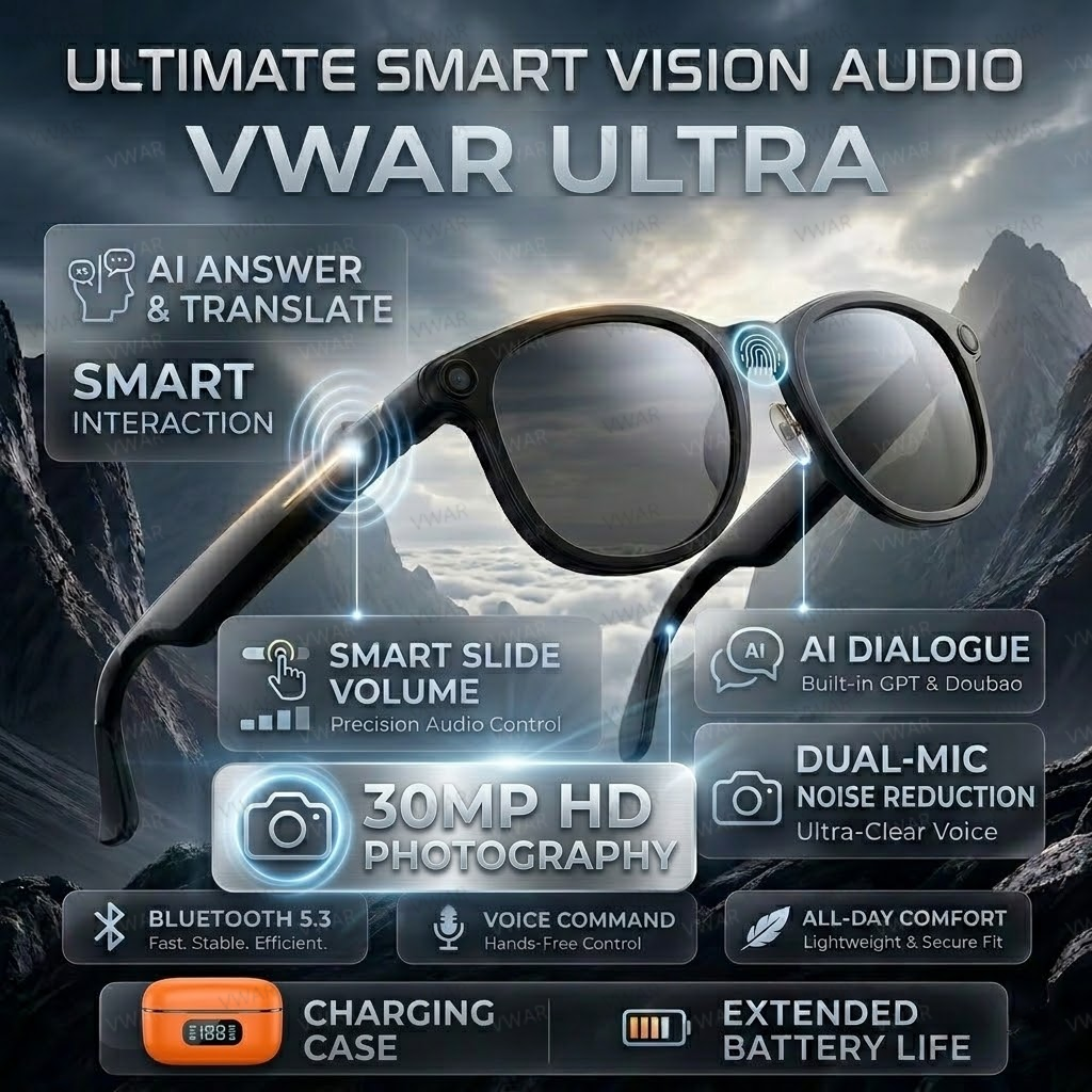 Photography Video - VWAR Smart Glasses with 3600mAh Charging