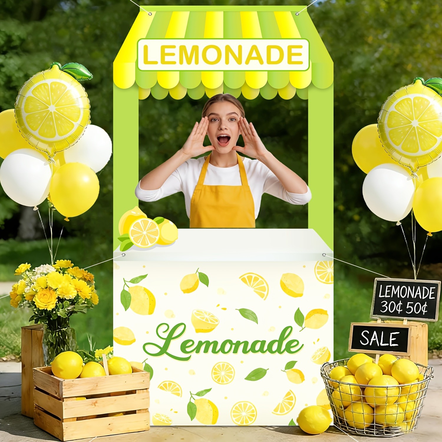 Photography Website - Summer Lemonade Stand Backdrop, Green Awning