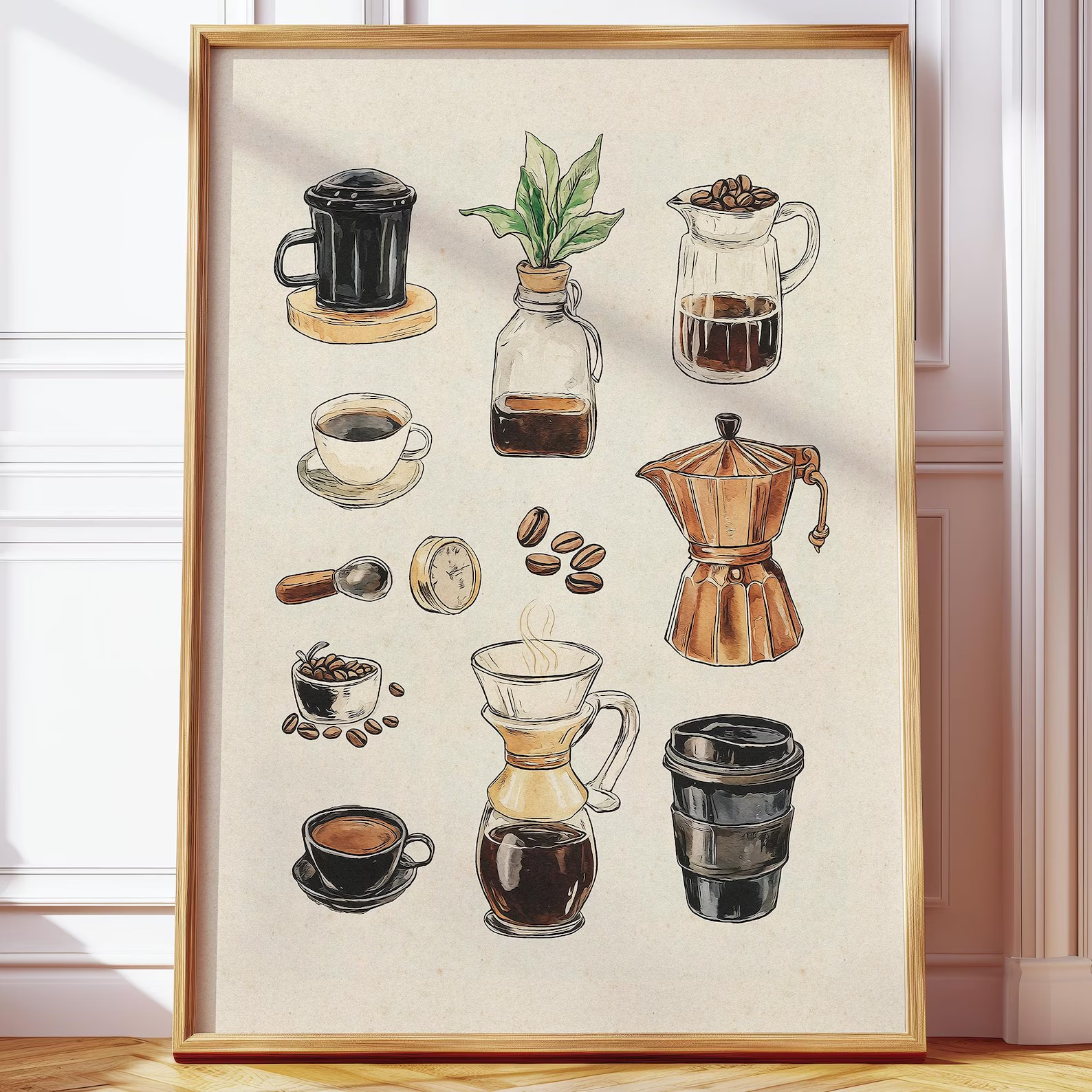 Photography Coffee - Retro Vintage Coffee Chart Digital Poster