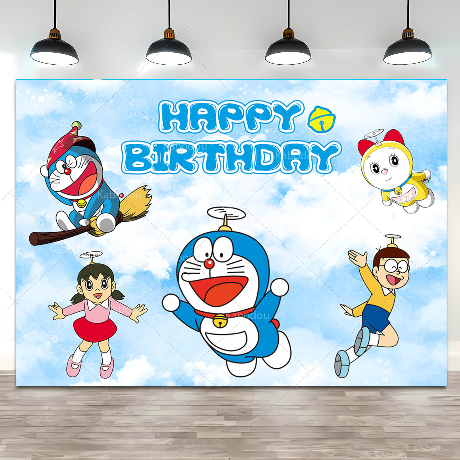 Doraemon Party Backdrop Blue C - Photography Video review and price