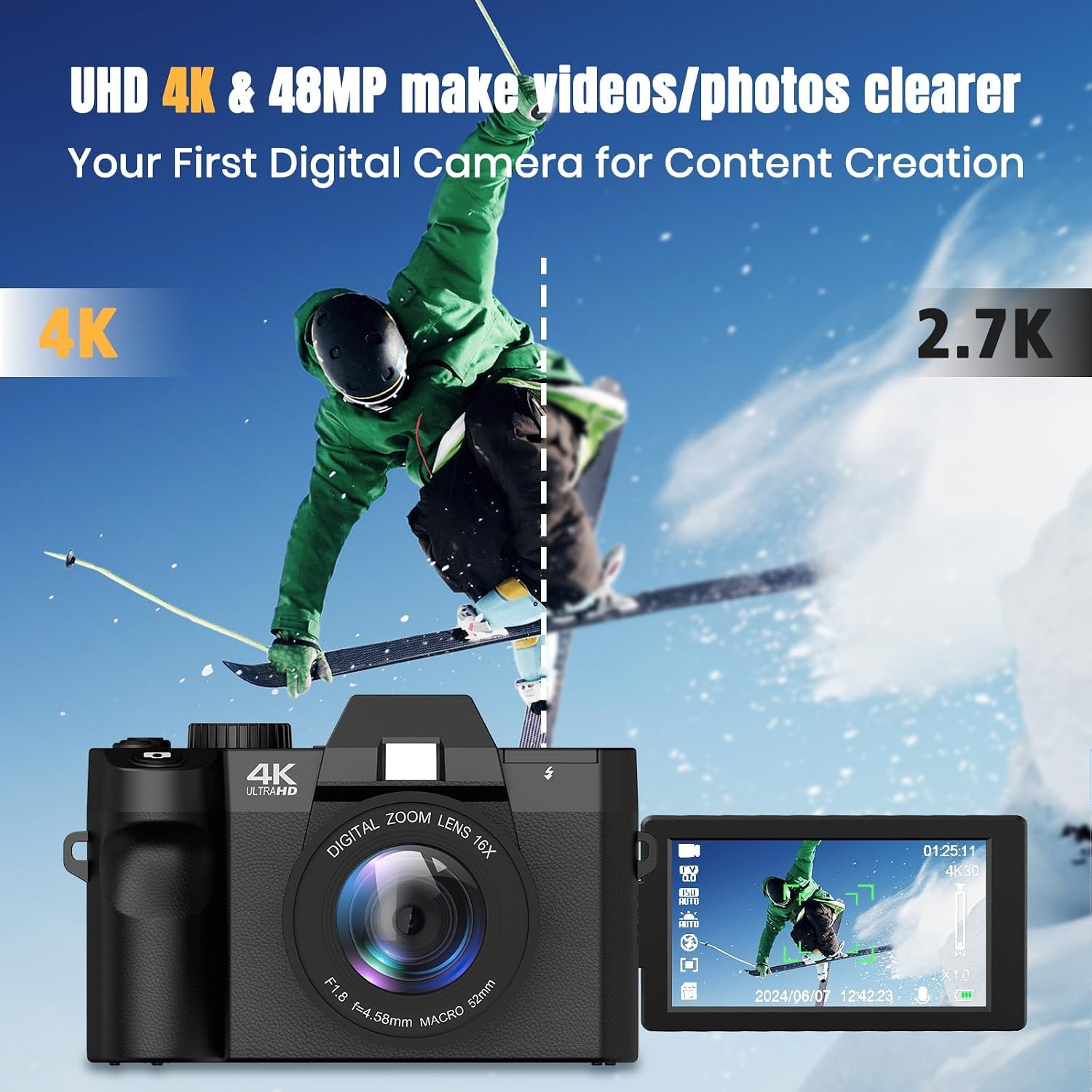 48MP Digital Camera with WiFi  - Photography Youtube review and price