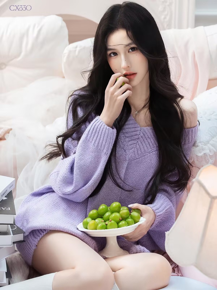 Autumn Winter Purple Sweater O - Photography Lighting review and price